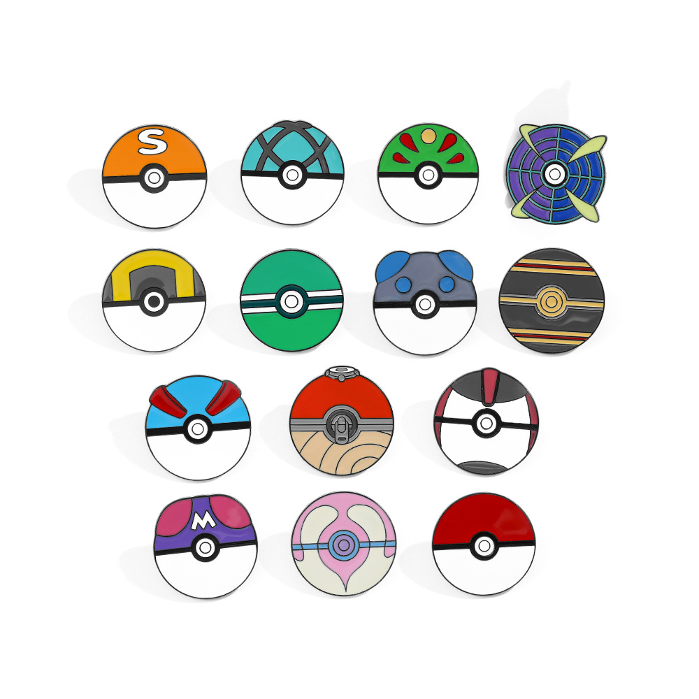 Anime Cosplay Pokemon - アニメボール漫画エナメルピンメタルブローチバッジ装飾アクセサリー服やバッグ用ホリデーギフト