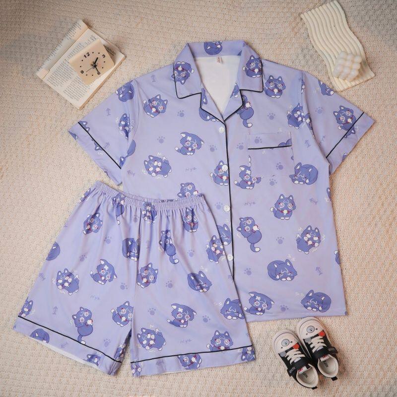 Anime Cosplay Dresses - 原神インパクト放浪者コスプレ衣装夏長袖パジャマホームドレス学生アニメ男性女性ホームウェアギフトハロウィン