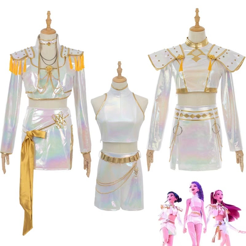 Anime Cosplay Outfit Girl - コスプレ衣装 PU レザー白歌うスーツ女性ハロウィンカーニバルパーティー衣装女の子ウィッグ