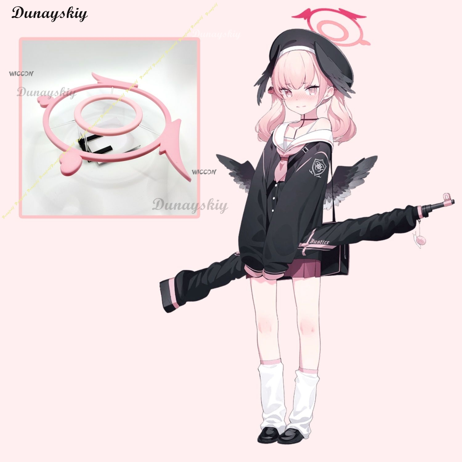 Anime Cosplay Outfit Girl - ブルーアーカイブ下江小春コスプレ衣装セーラー制服スーツ帽子翼付き女性ガールハロウィンパーティー衣装帽子ヘイローウィッグ