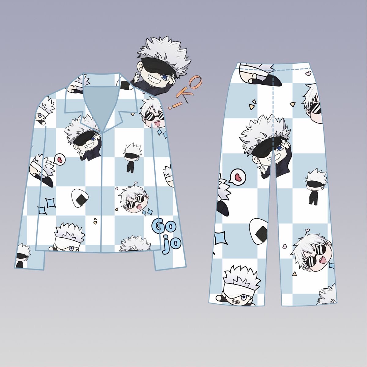 Anime Cosplay Jujutsu Kaisen - 呪術戦闘痛服五条五条コスプレドレス秋/冬長袖パンツホームパジャマカップルセット