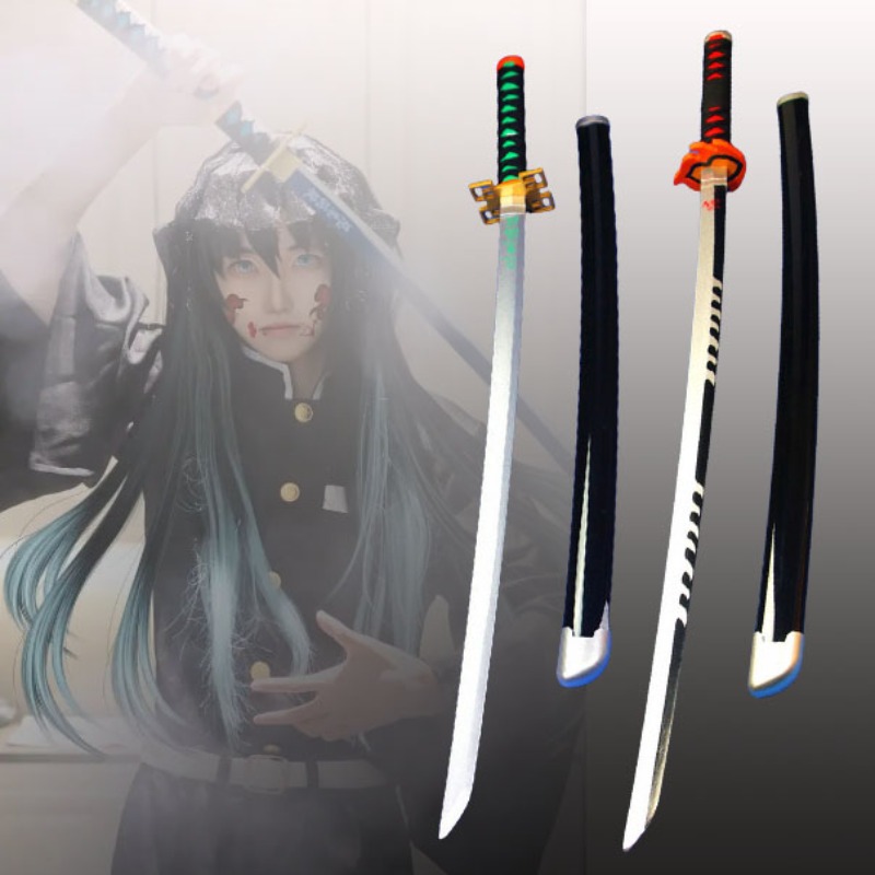 Anime Cosplay Katana - 41 インチ/104 センチメートルデーモンスレイヤー刀アニメ忍者剣デーモンスレイヤーコスプレ小道具ナイフリアルサイズサムライセイバージャポネーサ刀剣