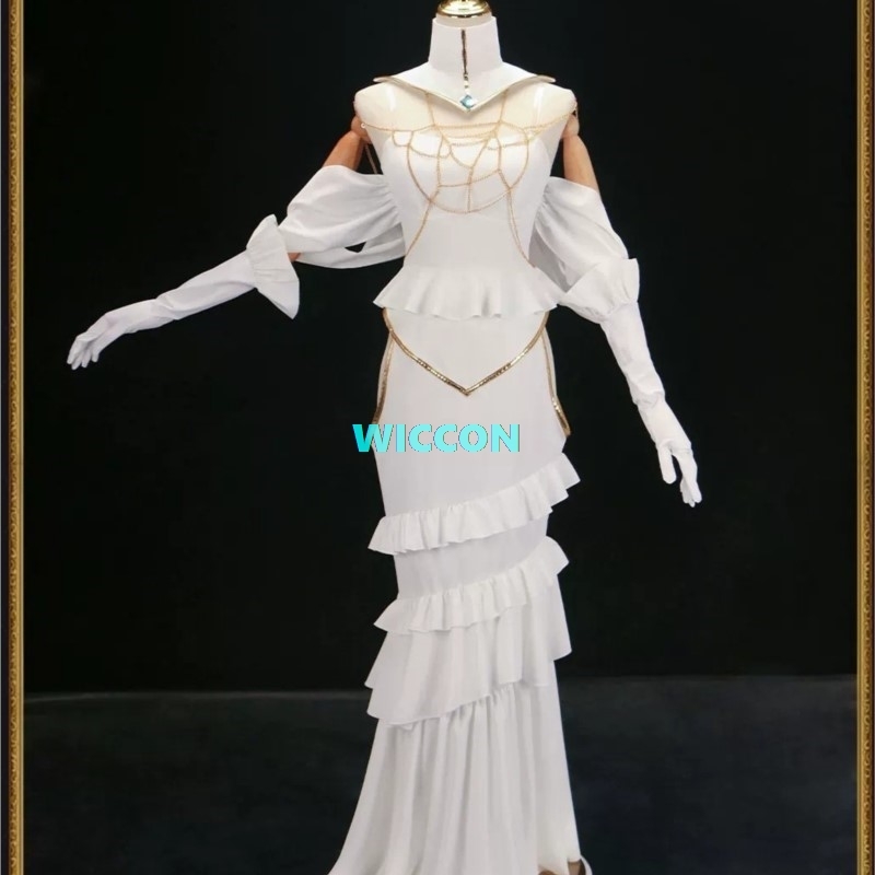 Anime Cosplay Albedo - 在庫あり アルベド コスチューム ウィッグ 女性用 ホワイトドレス