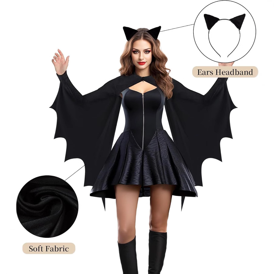 Anime Cosplay Simple - ユニセックス大人用ハロウィンコスチューム ヴァンパイア 悪魔 コスプレ 邪悪な魔女 ゴシック