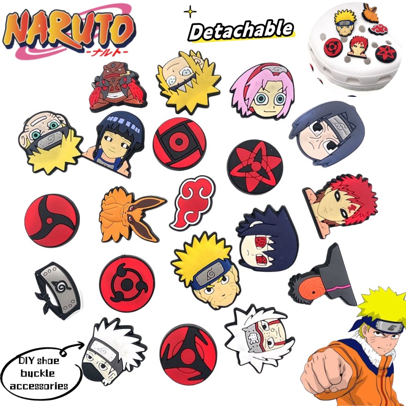 ナルトうずまきナルトうちはサスケ我愛羅漫画取り外し可能な靴花 - Anime Cosplay Naruto のレビューと価格