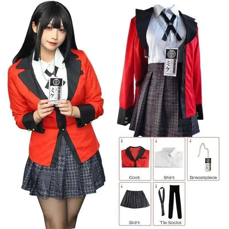 アニメ賭ケグルイ Jabami 夢子コスプレ衣装ハロウィンさ - Anime Cosplay Outfit Girl のレビューと価格