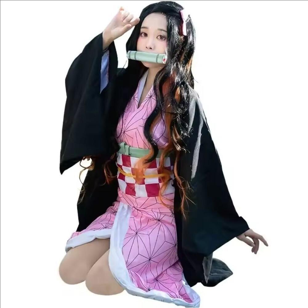 アニメ鬼滅の刃カマドねずこコスプレ衣装 大人子供女性着物ウィ - Cosplay Anime Tsunade のレビューと価格