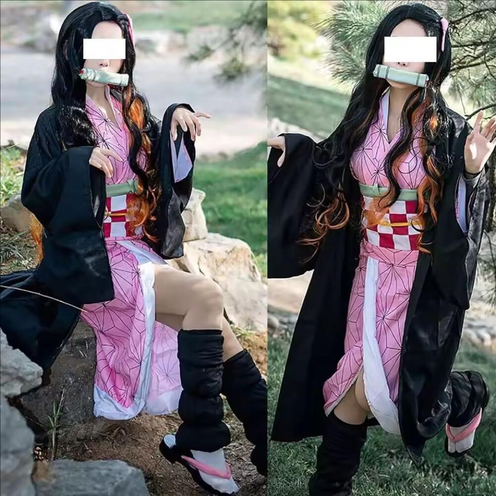アニメ鬼滅の刃カマドねずこコスプレ衣装 大人子供女性着物ウィ - Cosplay Anime Tsunade のレビューと価格