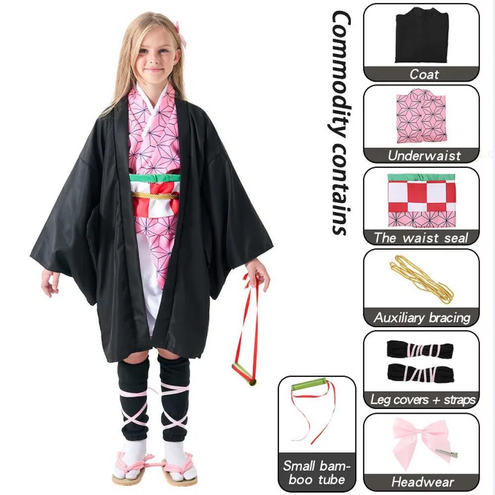 アニメ鬼滅の刃カマドねずこコスプレ衣装 大人子供女性着物ウィ - Cosplay Anime Tsunade のレビューと価格