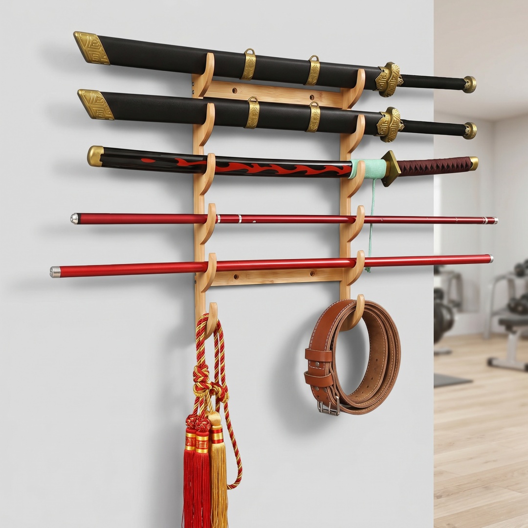 8層式壁掛け刀剣収納棚サポートホルダー アニメコスプレ木製サ - Anime Cosplay Katana のレビューと価格