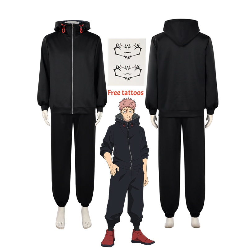 呪術廻戦 虎杖悠仁 コスプレ衣装セット ウィッグ付き ブラッ - Anime Cosplay Jujutsu Kaisen のレビューと価格