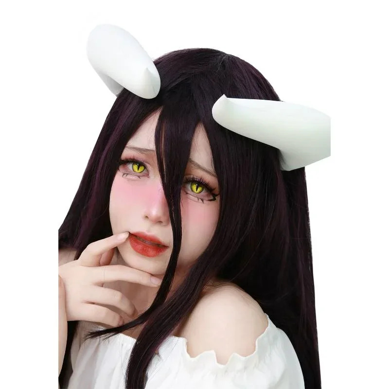 2026 ホワイトホーンズ クリップ付き ボウセットコスチュ - Anime Cosplay Albedo のレビューと価格